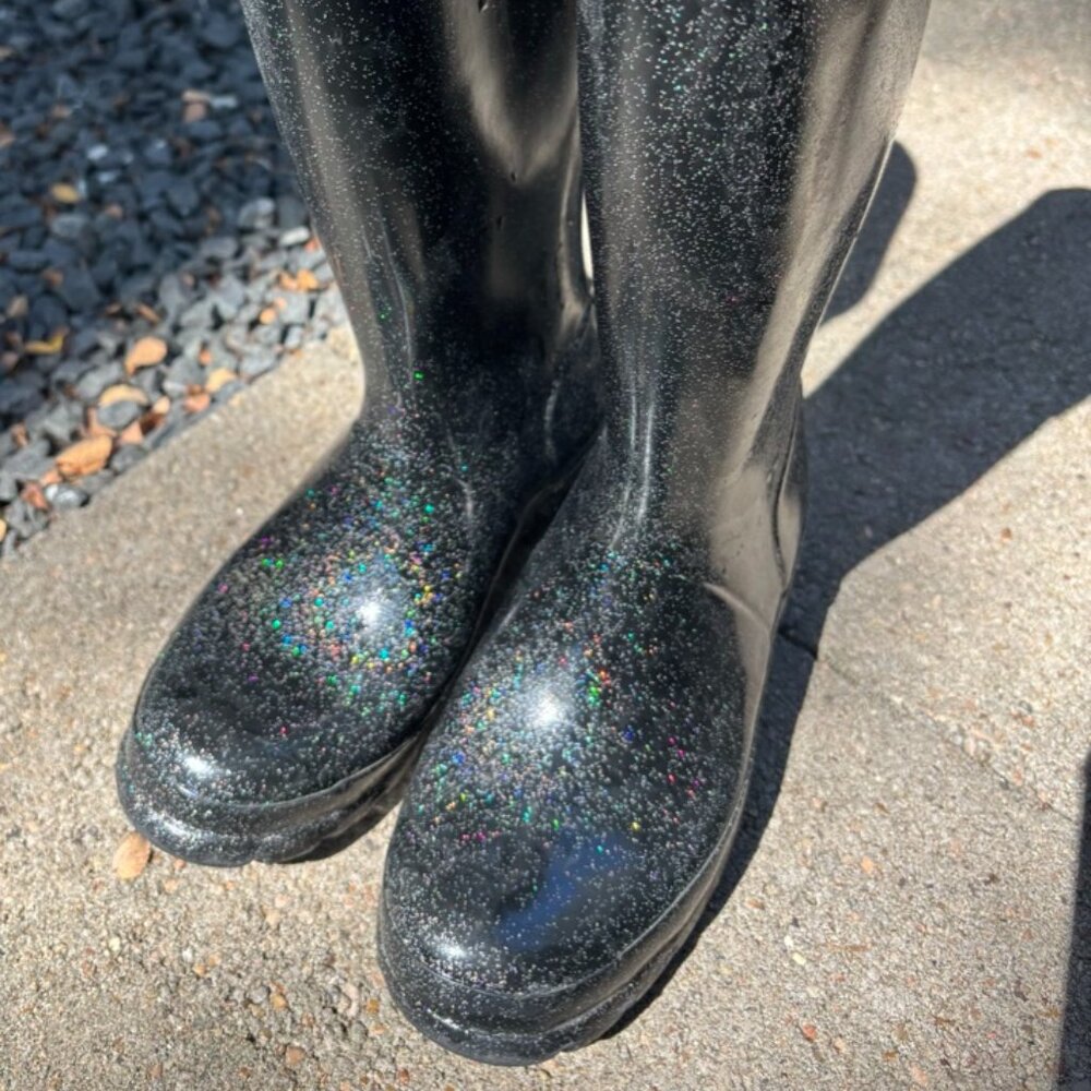 Hunter black with multi glitter boot